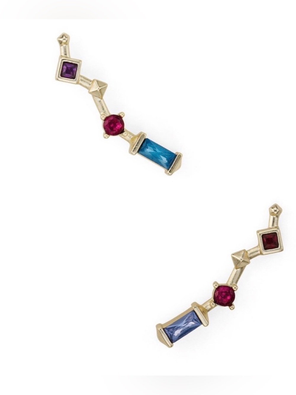 NEW Kendra Scott Sutton Climber Earrings Gold Jewel Tone Mix Linear Zigzag Gift